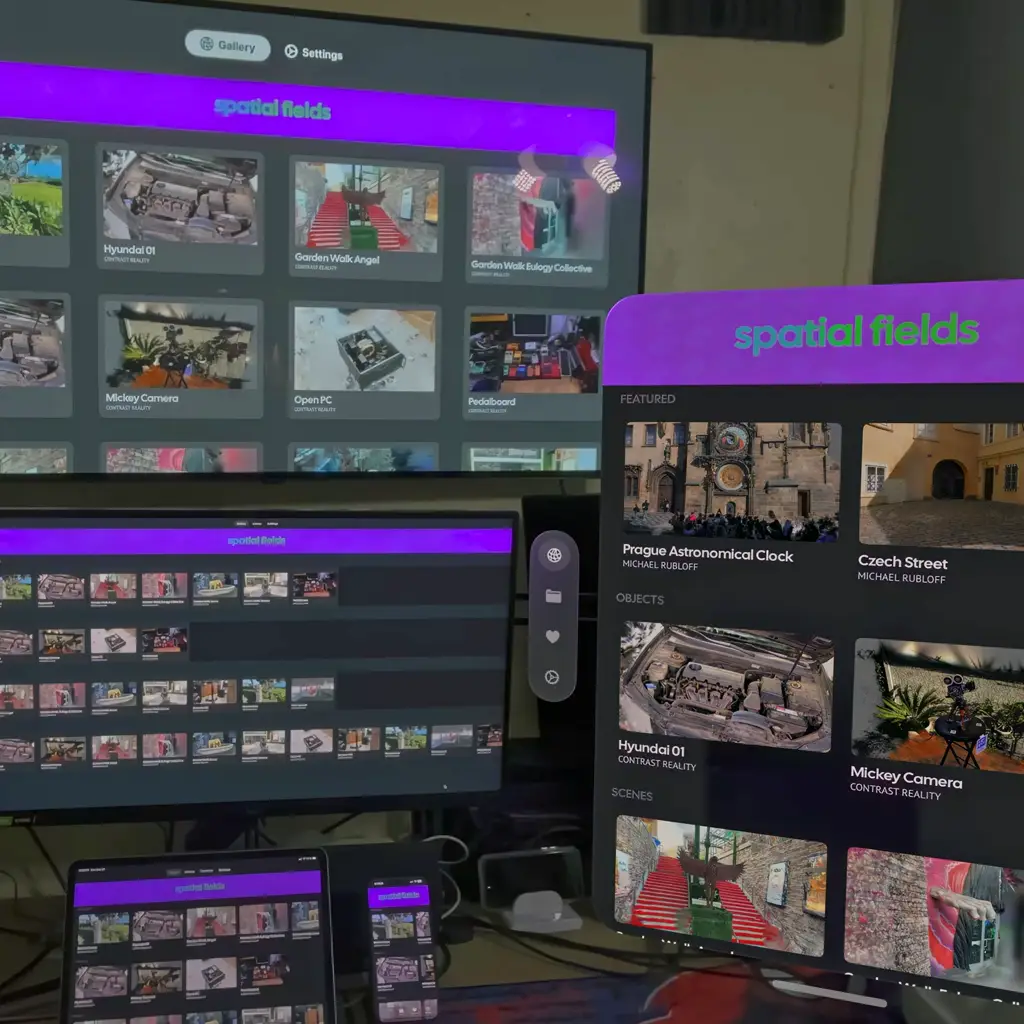 Spatial Fields app running on iPhone, iPad, Mac, Apple Vision Pro and Apple TV